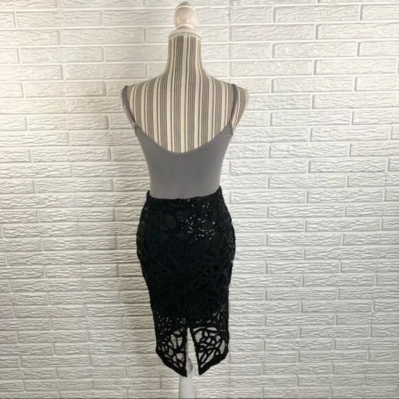 Express Black Sequined Lace Pencil Skirt Size 0 - Picture 7 of 7